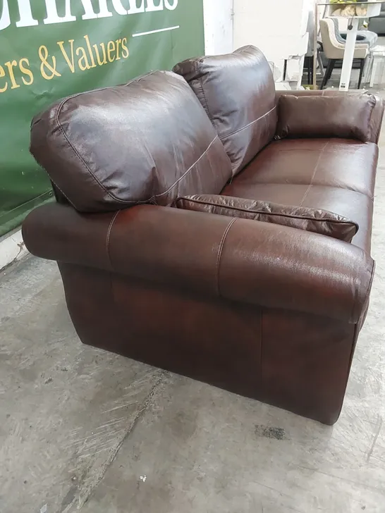 DESIGNER VANTAGE 3 SEATER LEATHER SOFA - CHESNUT