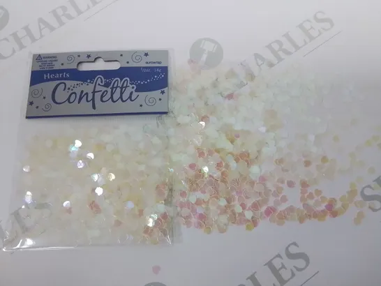 TWO BOXES OF 144 BRAND NEW 14G PACKS OF IRIDESCENT 6MM HEART CONFETTI 
