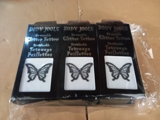 LOT OF APPROXIMATELY 80 BUTTERFLY THEMED BODY JOOL'S REUSABLE GLITTER TATTOOS