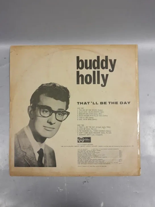 BUDDY HOLLY THAT'LL BE THE DAY VINYL 