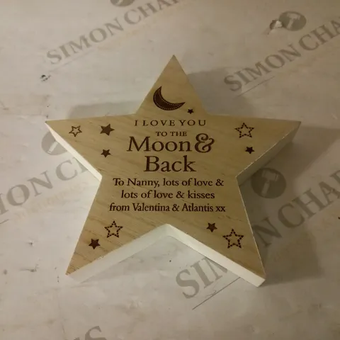 PERSONALISED MOON & BACK WOODEN STAR