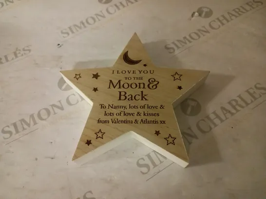 PERSONALISED MOON & BACK WOODEN STAR RRP £21.99