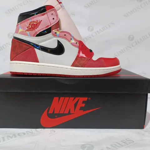 BOXED PAIR OF NIKE SIR JORDAN RETRO HIGH SHOES IN RED/MULTICOLOUR UK SIZE 7.5