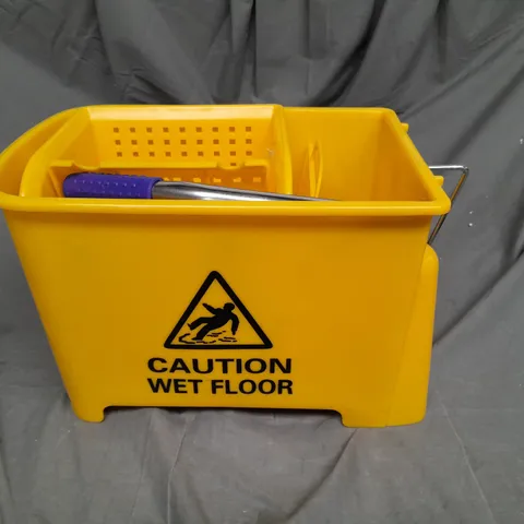 BOXED MOP BUCKET WITH WRINGER AND WHEELS IN YELLOW 