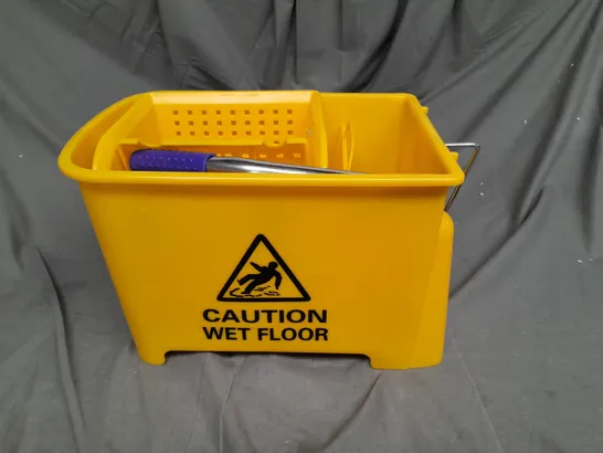 BOXED MOP BUCKET WITH WRINGER AND WHEELS IN YELLOW 