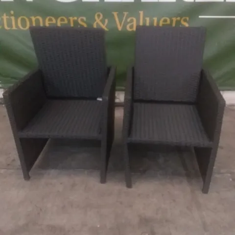 X2 RATTAN EFFECT BLACK GARDEN CHAIRS