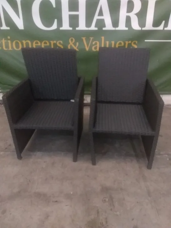 X2 RATTAN EFFECT BLACK GARDEN CHAIRS