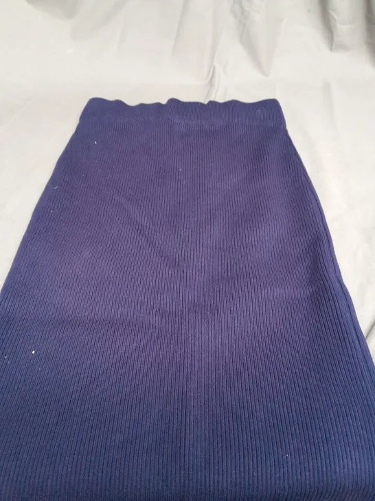 APRICOT RIBBED WAIST MIDAXI SKIRT IN NAVY - LARGE