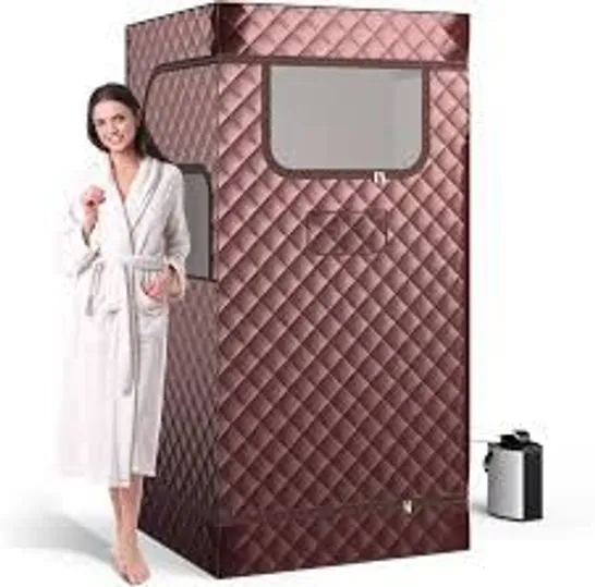 BOXED COSTWAY PORTABLE STEAM SAUNA FOR HOME WITH 3L STEAM GENERATOR - COFFEE