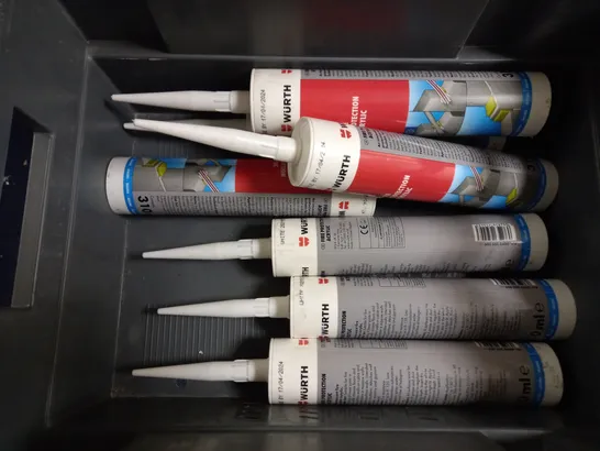 BOX OF APPROX 10 ITEMS TO INCLUDE UPOL ADHESIVE SEALANT AND WURTH FIRE PROTECTION ACRYLIC