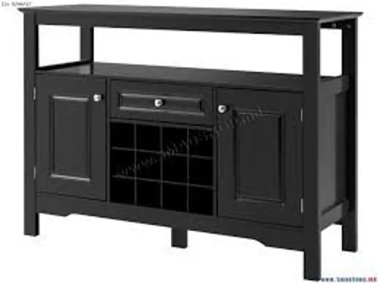 BOXED KITCHEN STORAGE SIDEBOARD WITH REMOVABLE WINE RACK AND DRAWER - BLACK