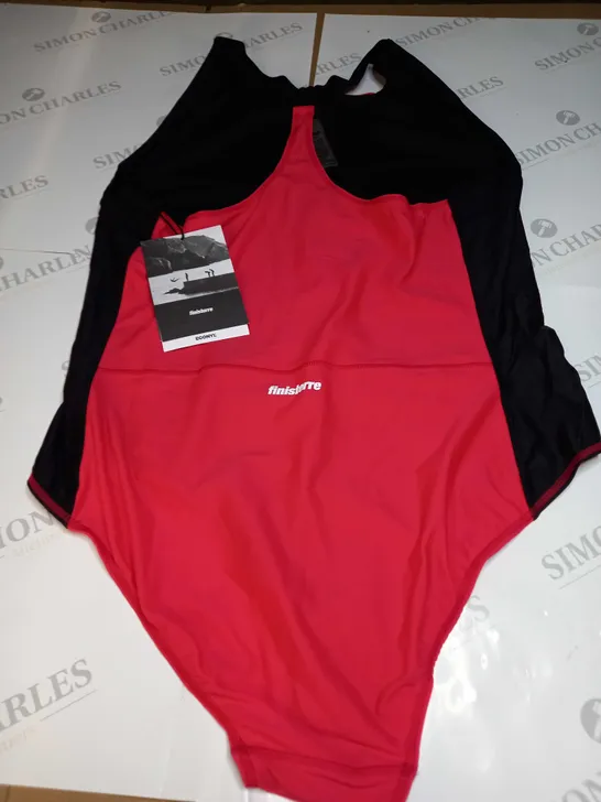 FINISTERRE WOMENS 1/2 ZIP SWIMSUIT IN CORAL/BLACK IN SIZE 18