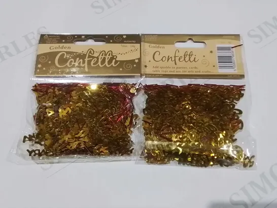 LOT OF 144 BRAND NEW 14G PACKS OF 50 GOLDEN WEDDING ANNIVERSARY CONFETTI - 12 PACKS CONTAINING 12 PIECES