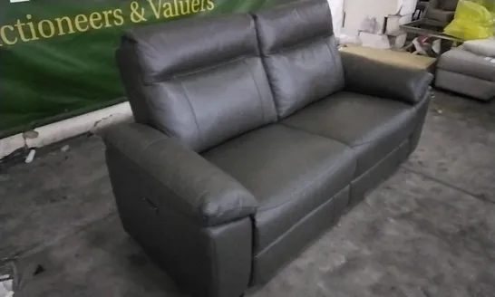 QUALITY DESIGNER DARK BROWN LEATHER ELECTRIC RECLINER 2 SEATER SOFA