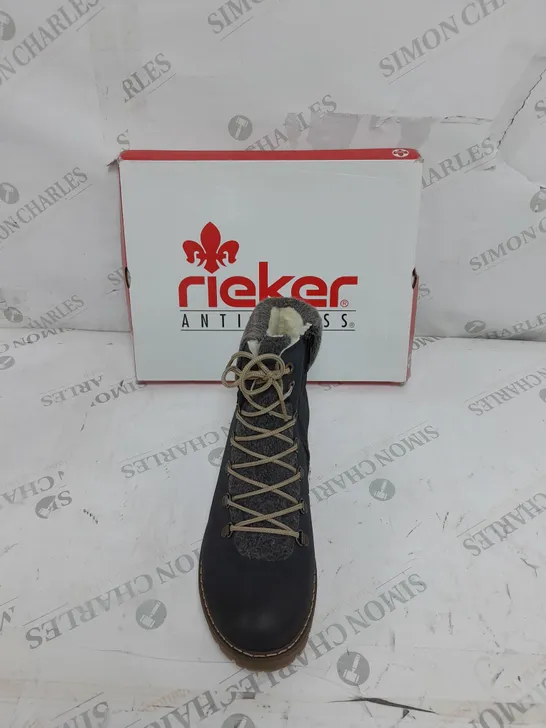 BOXED RIEKER CUFFED WATER RESISTANT LACED HIKING BOOTS SIZE 8 