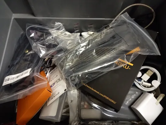 BOX OF APPROX 10 ITEMS INCLUDING FASHION SUNGLASSES, ASSORTED PHONE CASES AND FAST CHARGING CABLE