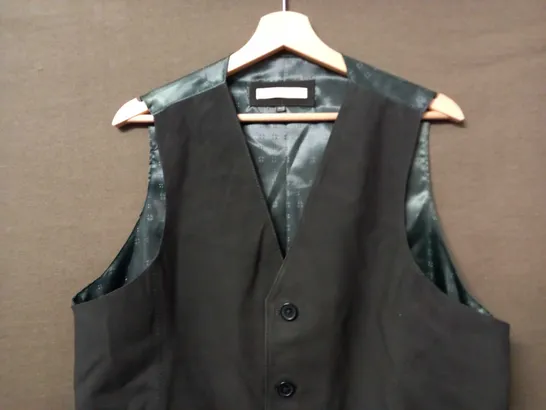 PETER CHRISTIAN SLEEVLESS BUTTON UP WAISTCOAT IN DARK GREEN/BLACK - SIZE 40