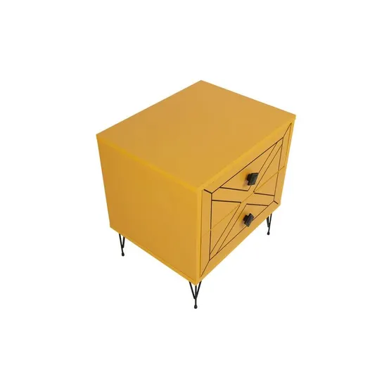 BOXED CHENOWORTH 2 DRAWER BEDSIDE TABLE YELLOW