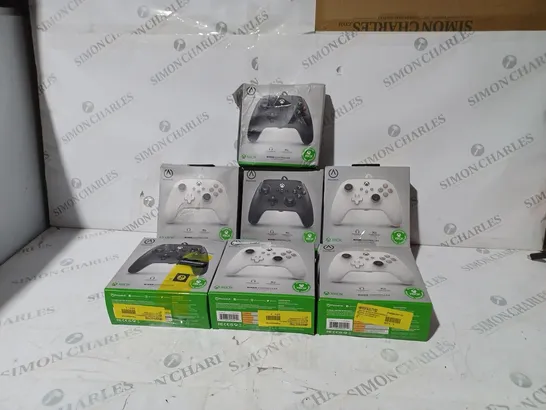 BOX OF 7 ASSORTED BOXED POWER A XBOX ONE WIRED CONTROLLERS IN VARIOUS COLOURS