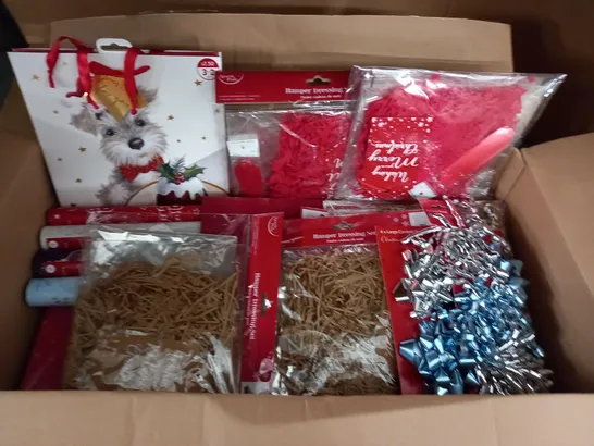 BOX OF ASSORTED CHRISTMAS WRAPPING ITEMS 