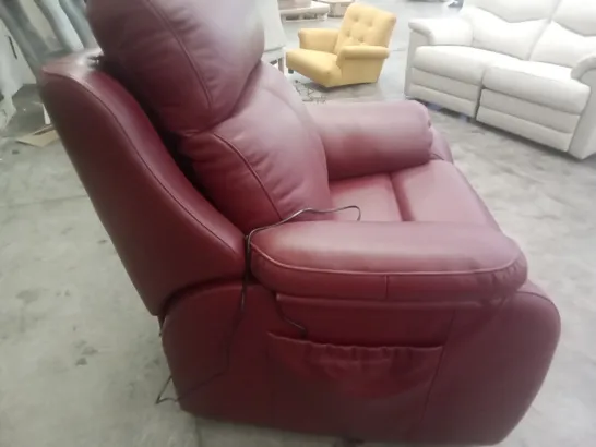 DESIGNER G PLAN MADE KINGSBURY LARGE DUAL ELEVATE CHAIR - CAPRI CLARET LEATHER 