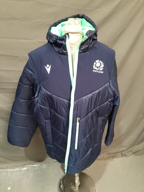 MACRON SCOTLAND NAVY PADDED JACKET WITH REMOVABLE SLEEVES - 3XL