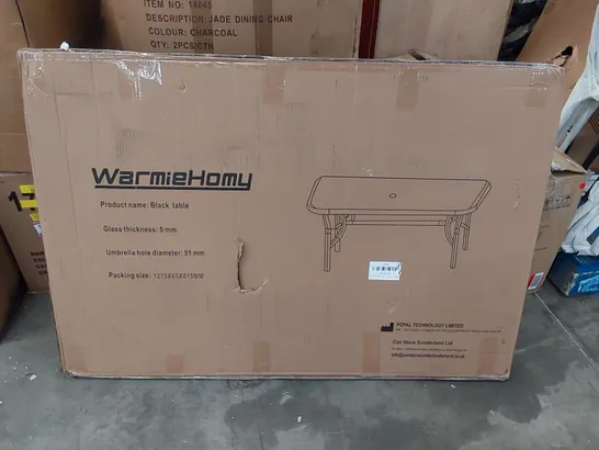 BOXED WARMIEHOMY BLACK TABLE WITH UMBRELLA HOLE (1 BOX)