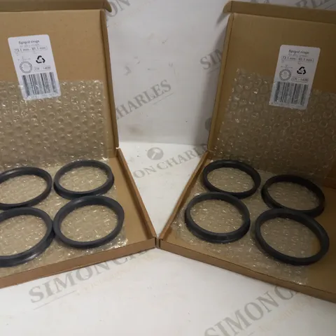 TWO BOXES OF 4 SPIGOT RINGS FOR ALLOY WHEELS - 73.1 - 65.1MM