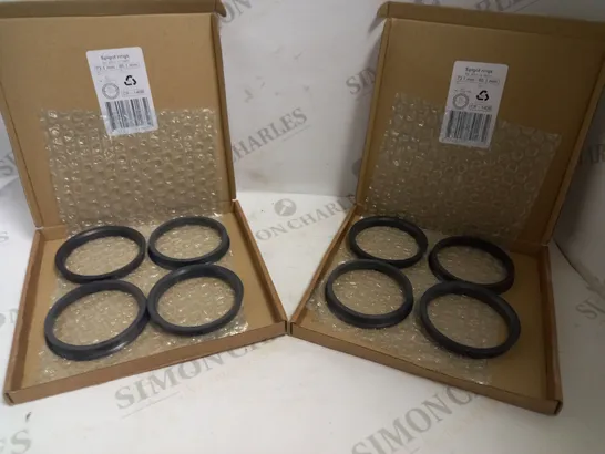 TWO BOXES OF 4 SPIGOT RINGS FOR ALLOY WHEELS - 73.1 - 65.1MM