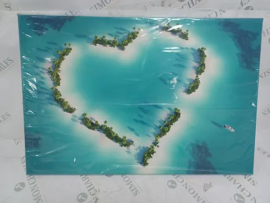 HOKKU DESIGNS ROMANTIC HEART ISLAND PHOTOGRAPHIC PRINT ON WRAPPED CANVAS 40 X 60CM