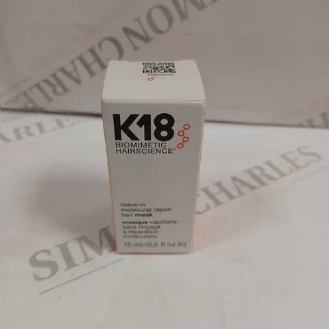 BOXED SEALED K18 LEAVE IN MOLECULAR REPAIR HAIR MASK - 15ML 