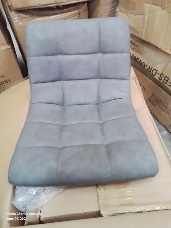 A BOXED PAIR OF GREY FAUX LEATHER UPHOLSTERED DINING CHAIRS