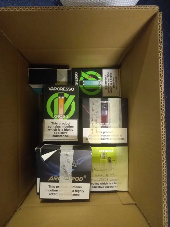 APPROXIMATELY 20 BOXED E-CIGARETTES TO INCLUDE VAPORESSO, VOOPOO 