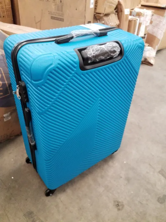 BOXED ELECTRIC BLUE 3 PIECE HARD SHELL LUGGAGE SUITCASE SET