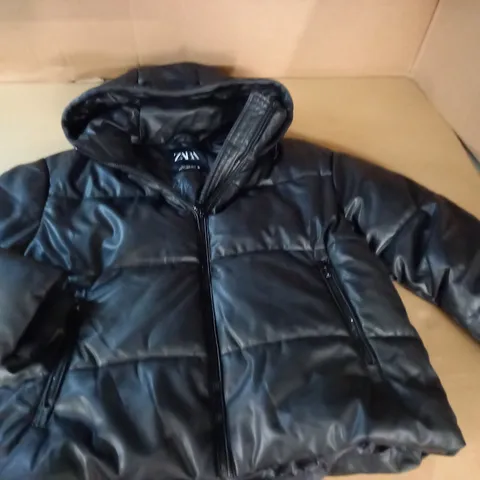 ZARA GLOSS BLACK PADDED COAT - EUR M