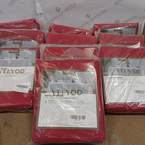 LOT OF 10X VEEYOO POLYESTER 90 X 132" TABLECLOTHS - RED (10 ITEMS)