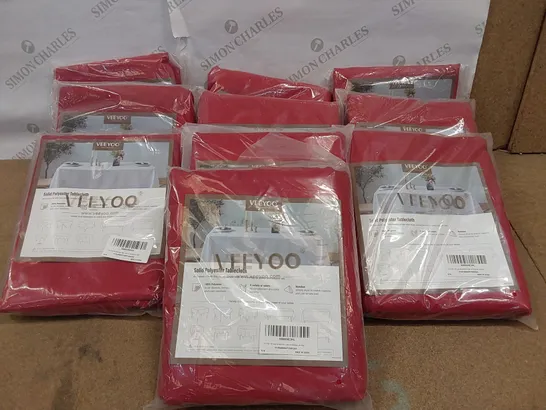 LOT OF 10X VEEYOO POLYESTER 90 X 132" TABLECLOTHS - RED (10 ITEMS)