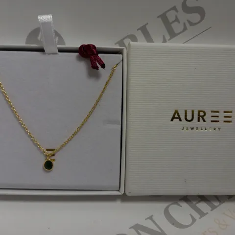 AUREE GOLD EFFECT NECKLACE WITH GREEN STONE PENDANT