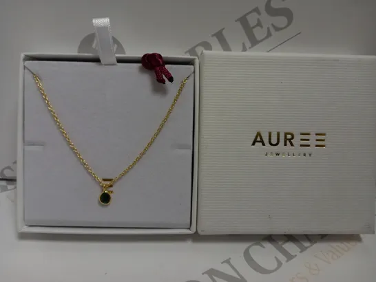 AUREE GOLD EFFECT NECKLACE WITH GREEN STONE PENDANT