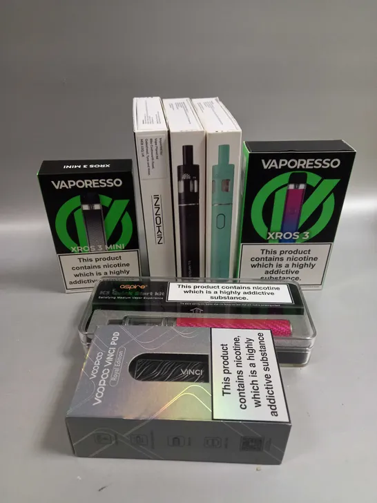 BOX OF APPROXIMATELY 10 ASSORTED E-CIGARATTES TO INCLUDE VAPEROSSO , ASPIRE, INNOKIN ETC.
