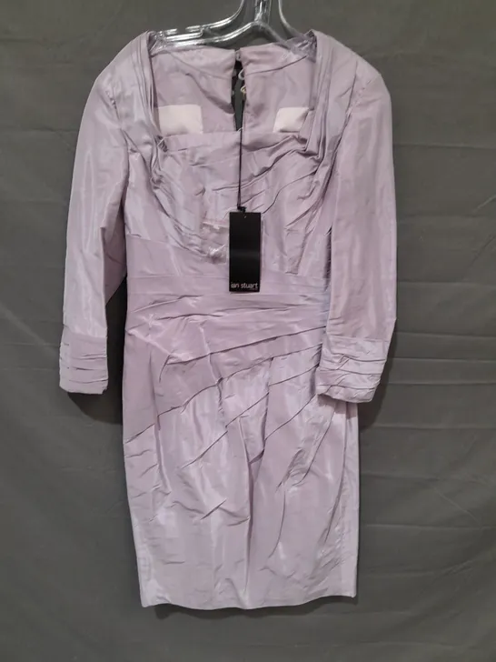 IAN STUART SMOKEY LILAC SLEEVED DRESS - 10