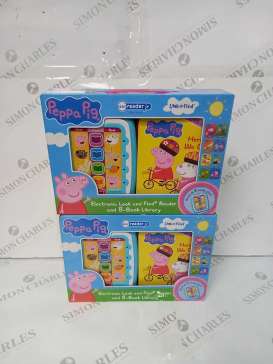 2 X BRAND NEW & BOXED PEPPA PIG ELECTRONIC ME READER JR & 8 LOOK AND FIND SOUND BOOK LIBRARY