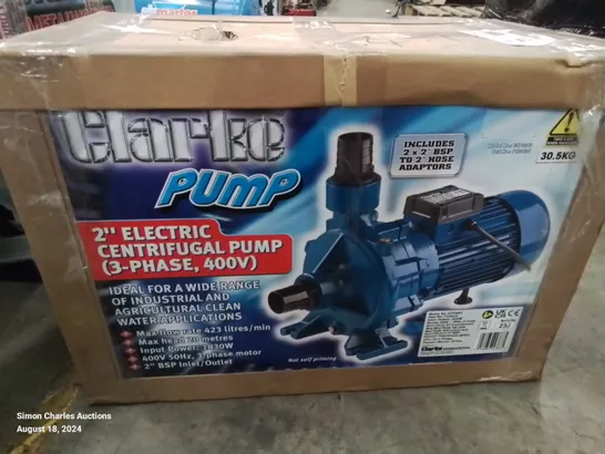 BOXED CLARKE PUMP 2" ELECTRIC CENTRIFUGAL PUMP (3-PHASE, 400W)