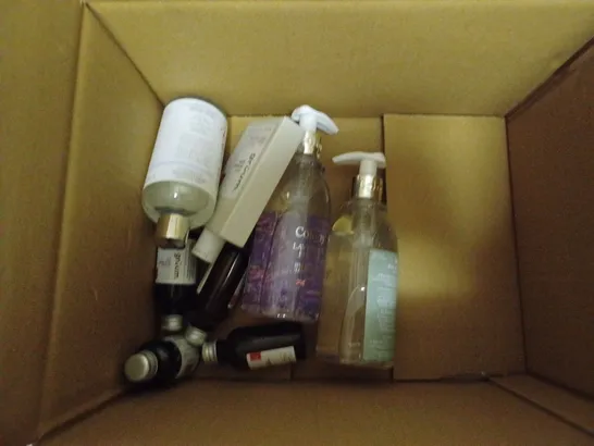 BOX OF APPROXIMATELY 10 ITEMS INCLUDING MILLEFIORI REED DIFFUSER, ELLEN STUDIO REED DIFFUSER AND GRACE COLE HAND WASH