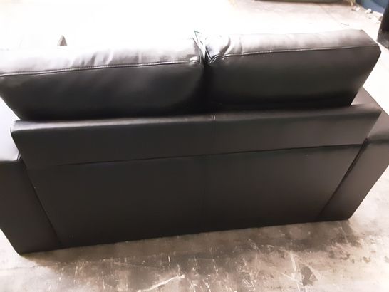 DESIGNER BLACK LEATHER 2-SEATER SOFA 