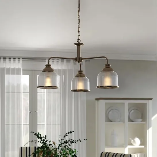 BOXED ANSER 3 LIGHT SHADED CHANDELIER (1 BOX)