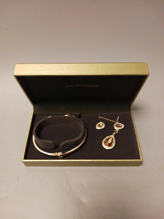 JON RICHARD ROSE GOLD PLATED PINK PEAR CRYSTALS TRIO SET