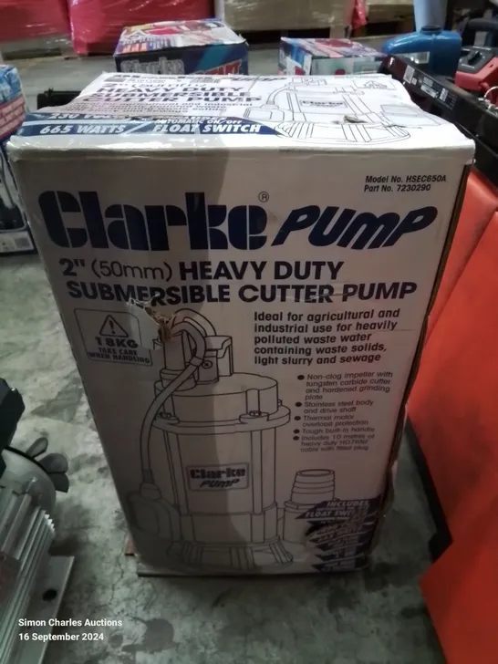 BOXED CLARKE PUMP 2" [50MM] HEAVY DUTY SUBMERSIBLE CUTTER PUMP