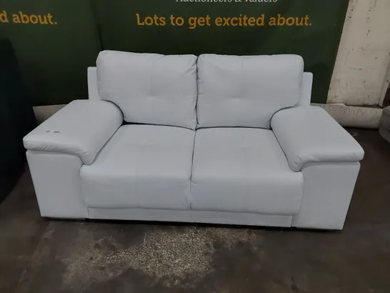 DESIGNER TWO SEATER SOFA WHITE LEATHER 