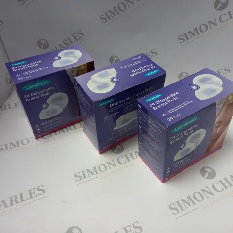 3 BOXES OF LANSINOH DISPOSABLE BREAST PADS. 24 PADS PER BOX 